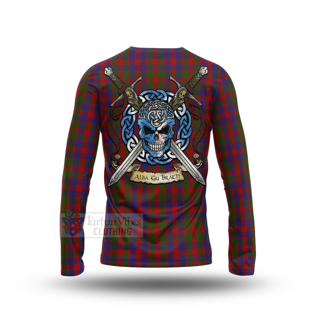 Gow Tartan Long Sleeve T-Shirt with Family Crest Celtic Skull Style - Tartan Vibes Clothing