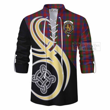 Gow Tartan Ghillie Kilt Shirt with Family Crest and Celtic Symbol Style - Tartan Vibes Clothing