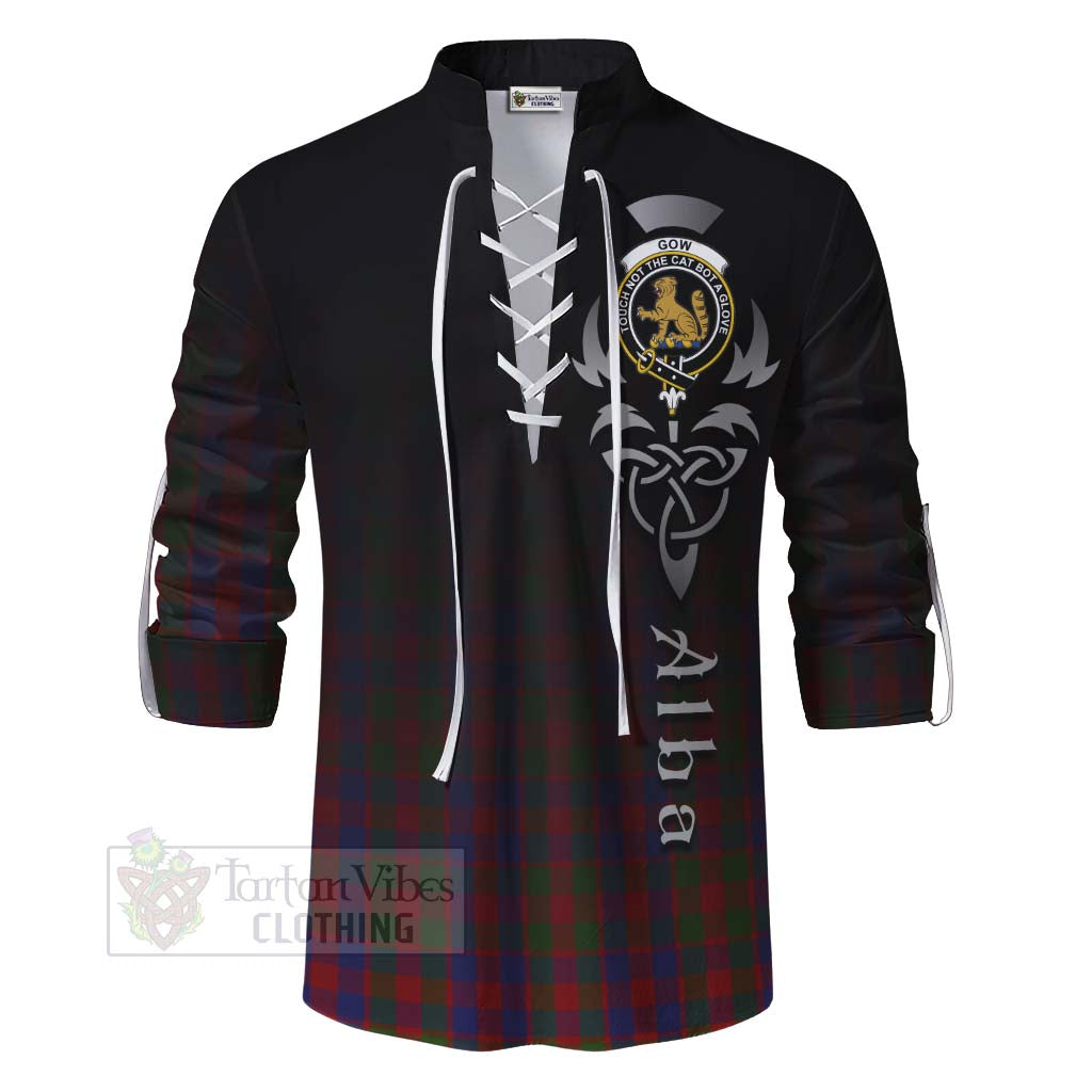 Gow Tartan Ghillie Kilt Shirt Featuring Alba Gu Brath Family Crest Celtic Inspired - Tartan Vibes Clothing