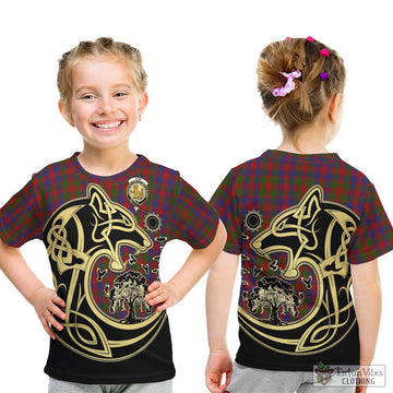 Gow Tartan Kid T-Shirt with Family Crest Celtic Wolf Style - Tartan Vibes Clothing
