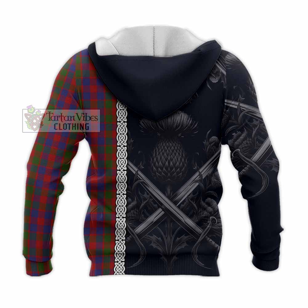 Gow Tartan Knitted Hoodie with Family Crest Cross Sword Thistle Celtic Vibes - Tartan Vibes Clothing