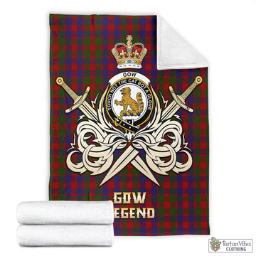 Gow Tartan Blanket with Clan Crest and the Golden Sword of Courageous Legacy - Tartan Vibes Clothing