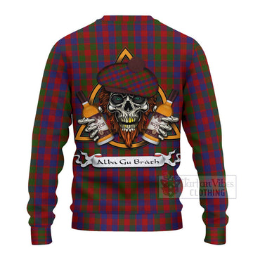 Gow Tartan Ugly Sweater with Family Crest and Bearded Skull Holding Bottles of Whiskey - Tartan Vibes Clothing