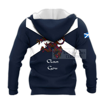 Gow Tartan Lion Rampant Knitted Hoodie Proudly Display Your Heritage with Alba Gu Brath and Clan Name - Tartan Vibes Clothing