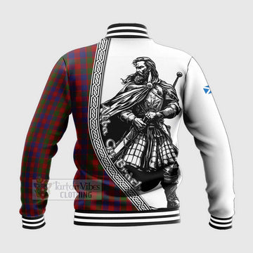 Gow Tartan Clan Crest Baseball Jacket with Highlander Warrior Celtic Style - Tartan Vibes Clothing