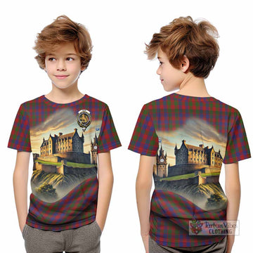 Gow Tartan Family Crest Kid T-Shirt with Scottish Ancient Castle Style - Tartan Vibes Clothing