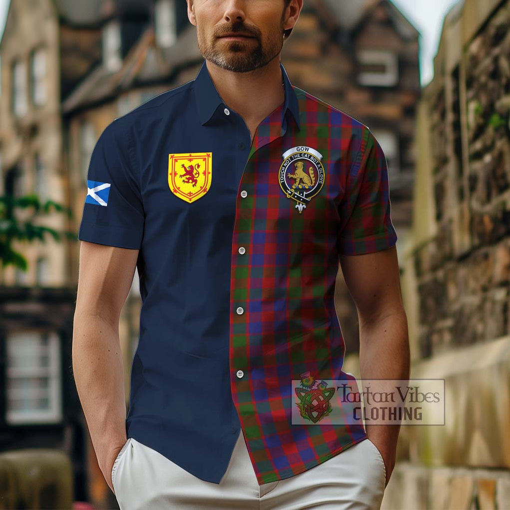 Gow Tartan Hawaiian Shirt Alba with Scottish Lion Royal Arm Half Style - Tartan Vibes Clothing