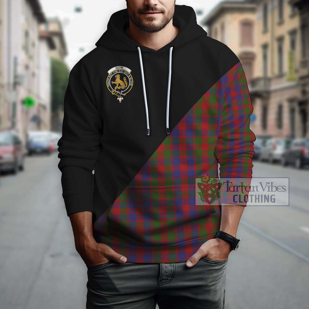 Gow Tartan Hoodie with Family Crest and Military Logo Style - Tartan Vibes Clothing