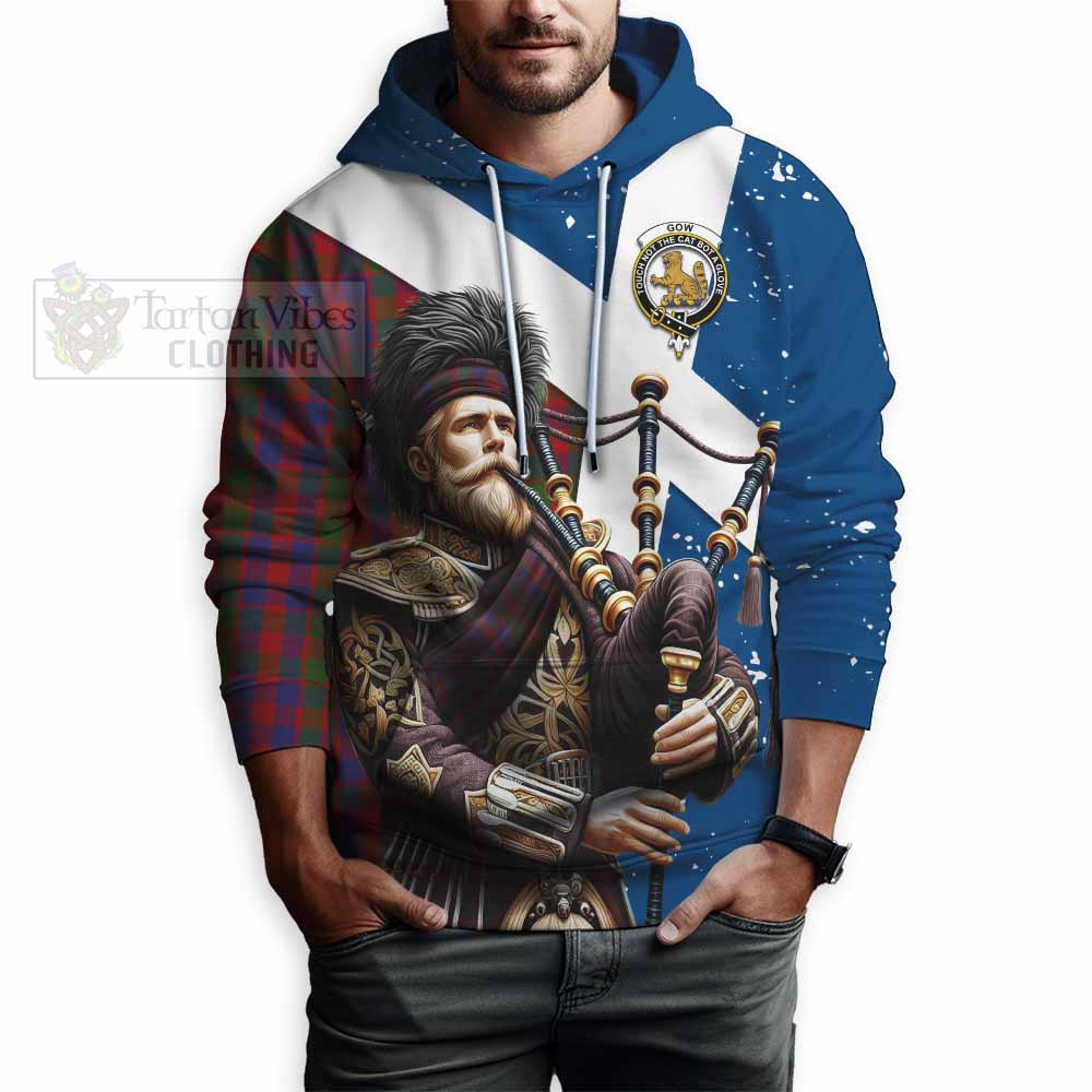 Gow Tartan Hoodie with Family Crest Scottish Bagpiper Vibes - Tartan Vibes Clothing