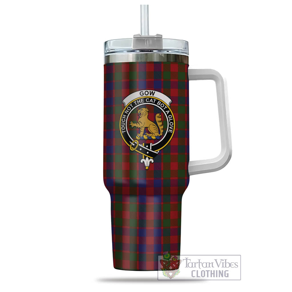 Gow Tartan Tumbler with Handle with Family Crest - Tartan Vibes Clothing