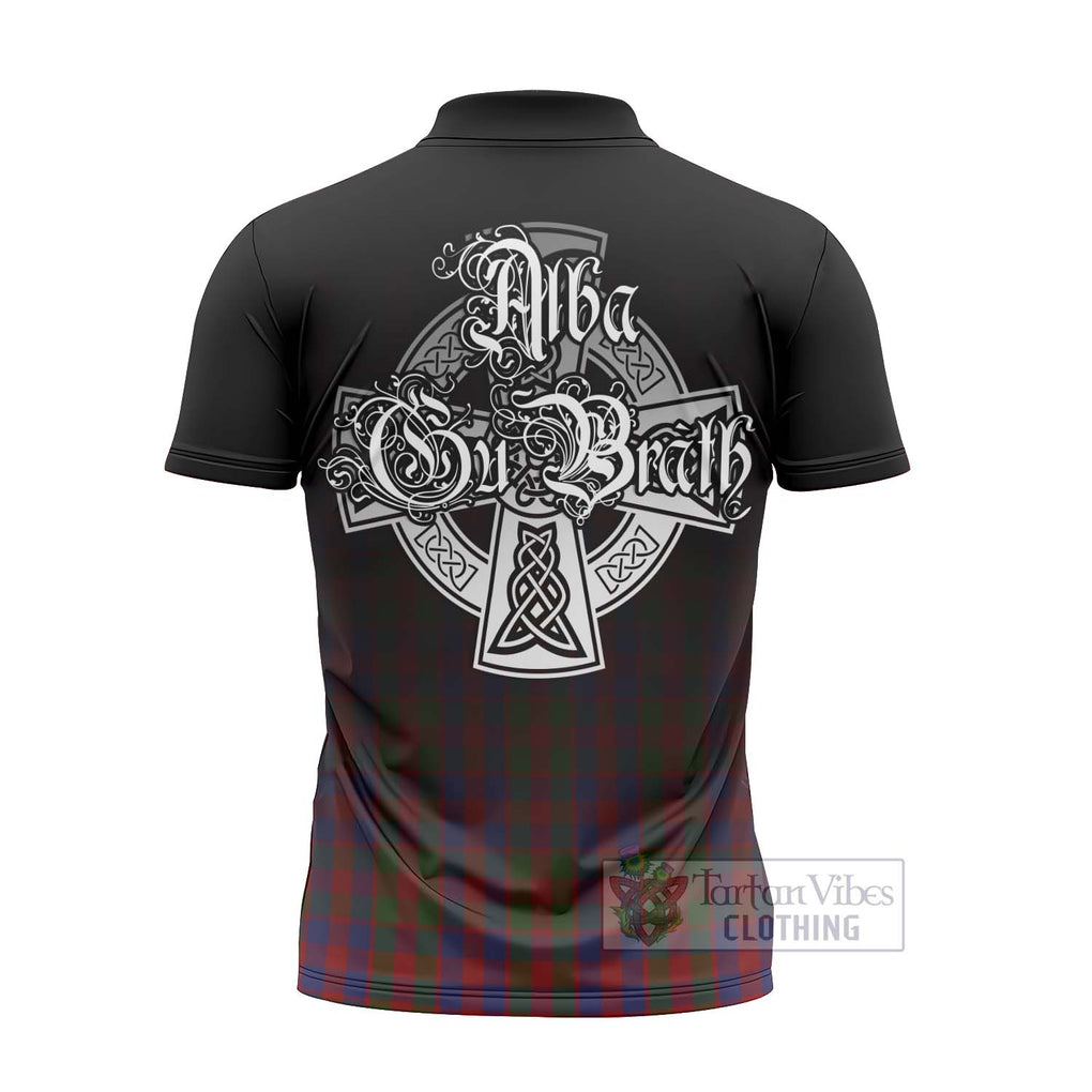 Gow Tartan Zipper Polo Shirt Featuring Alba Gu Brath Family Crest Celtic Inspired - Tartan Vibes Clothing