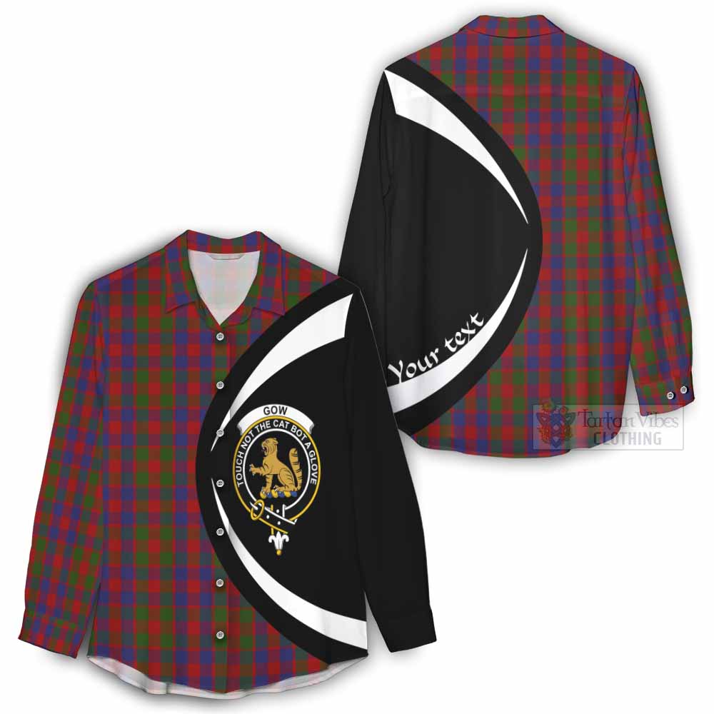 Tartan Vibes Clothing Gow Tartan Women's Casual Shirt with Family Crest Circle Style