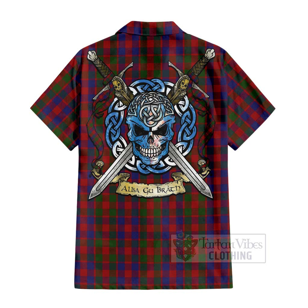 Gow Tartan Hawaiian Shirt with Family Crest Celtic Skull Style - Tartan Vibes Clothing