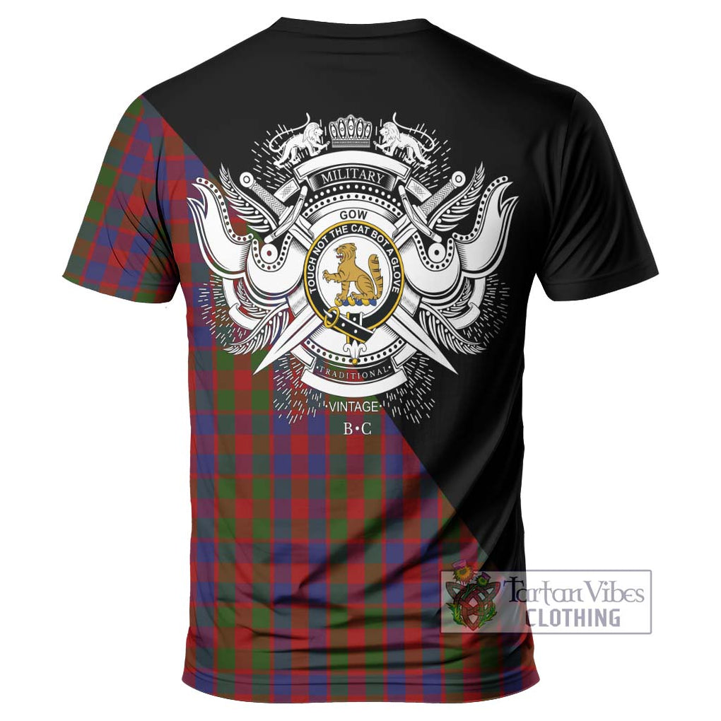 Gow Tartan T-Shirt with Family Crest and Military Logo Style - Tartan Vibes Clothing