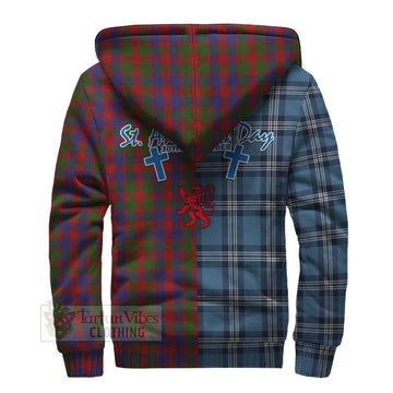 Gow Tartan Sherpa Hoodie Happy St. Andrew's Day Half Tartan Style - Tartan Vibes Clothing