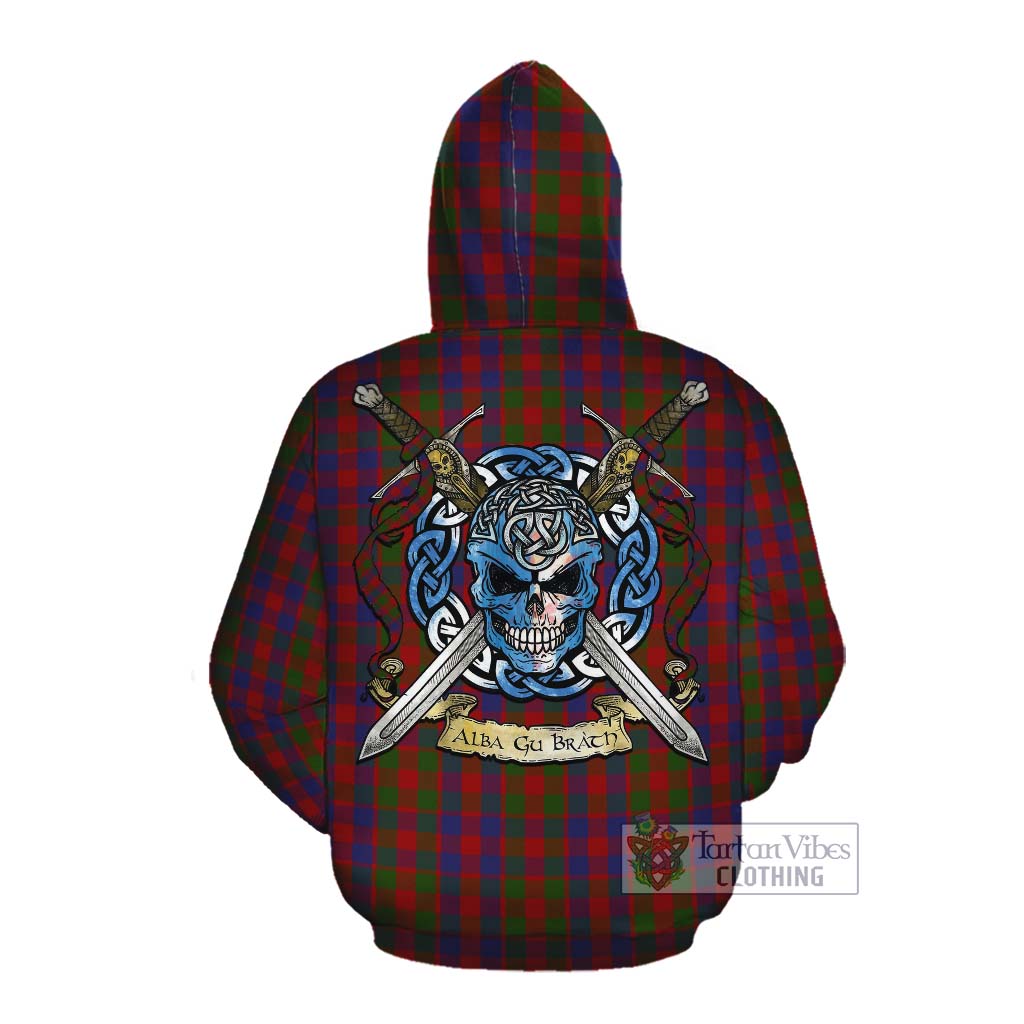 Gow Tartan Cotton Hoodie with Family Crest Celtic Skull Style Pullover Hoodie - Tartan Vibes Clothing