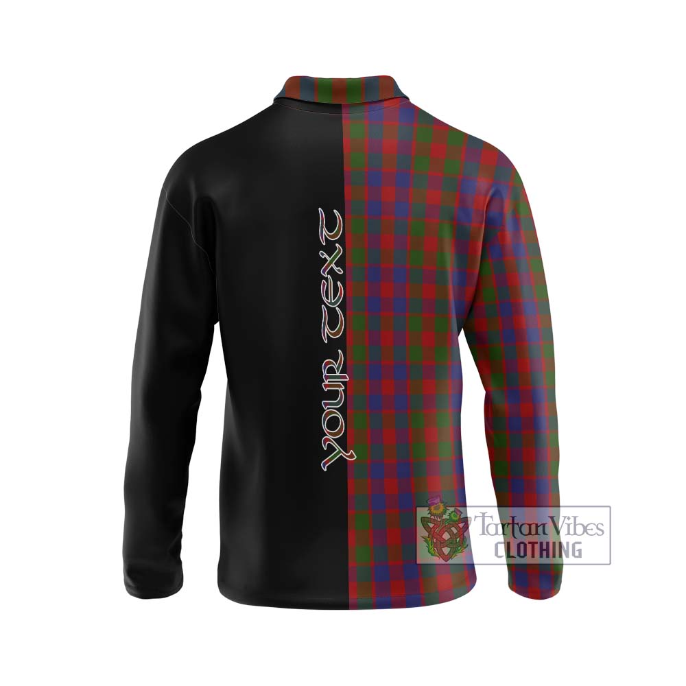 Gow Tartan Long Sleeve Polo Shirt with Family Crest and Half Of Me Style - Tartanvibesclothing Shop