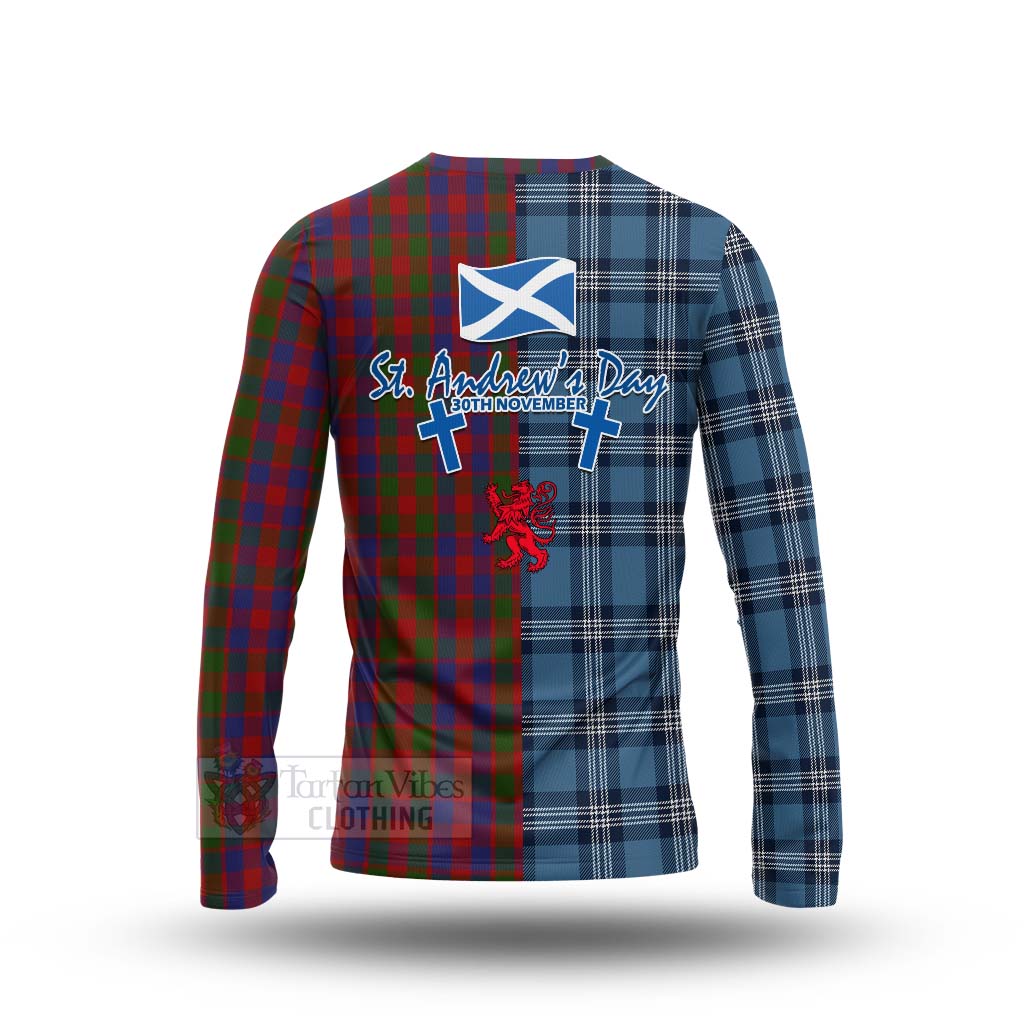 Gow Tartan Long Sleeve T-Shirt Happy St. Andrew's Day Half Tartan Style - Tartan Vibes Clothing