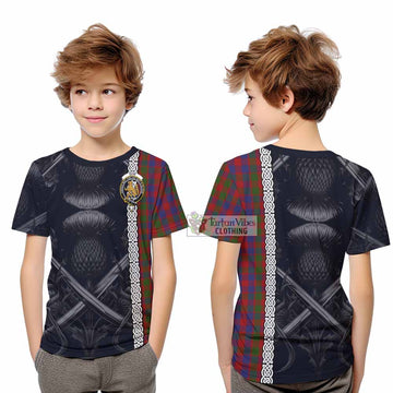 Gow Tartan Kid T-Shirt with Family Crest Cross Sword Thistle Celtic Vibes - Tartan Vibes Clothing