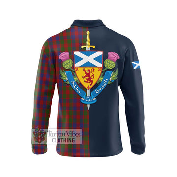 Gow Tartan Long Sleeve Polo Shirt Alba with Scottish Lion Royal Arm Half Style - Tartan Vibes Clothing