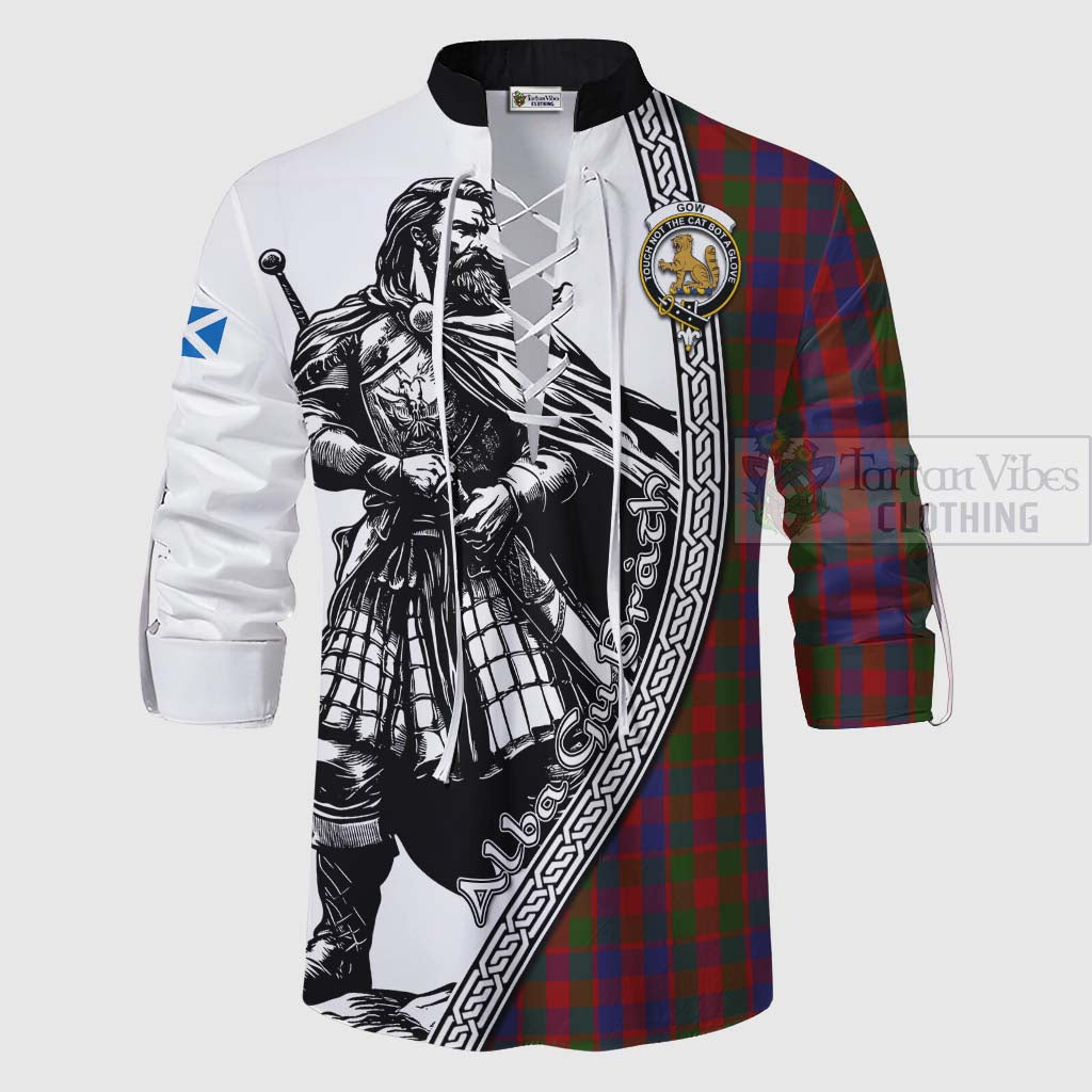 Gow Tartan Clan Crest Ghillie Kilt Shirt with Highlander Warrior Celtic Style - Tartan Vibes Clothing