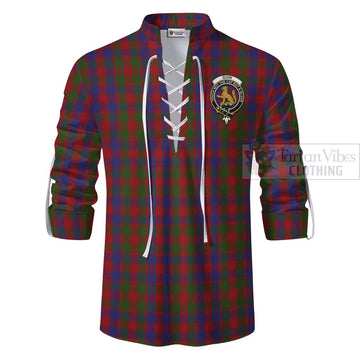 Gow Tartan Ghillie Kilt Shirt with Family Crest Celtic Skull Style - Tartan Vibes Clothing