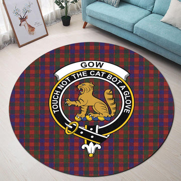 Gow Tartan Round Rug with Family Crest - Tartan Vibes Clothing