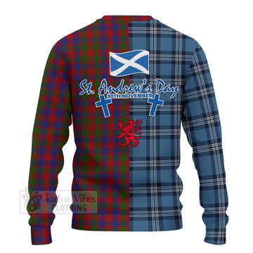 Gow Tartan Knitted Sweater Happy St. Andrew's Day Half Tartan Style - Tartan Vibes Clothing