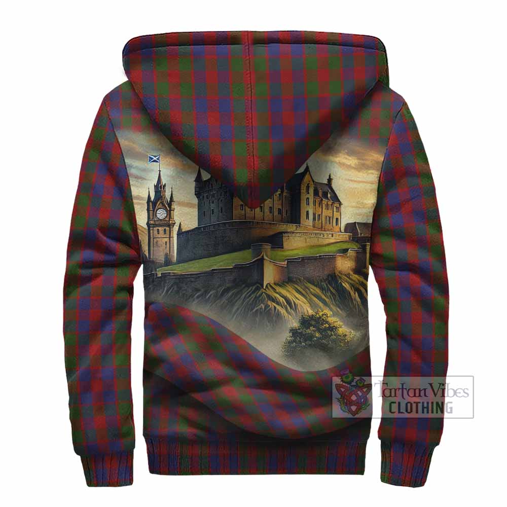 Gow Tartan Family Crest Sherpa Hoodie with Scottish Ancient Castle Style - Tartan Vibes Clothing