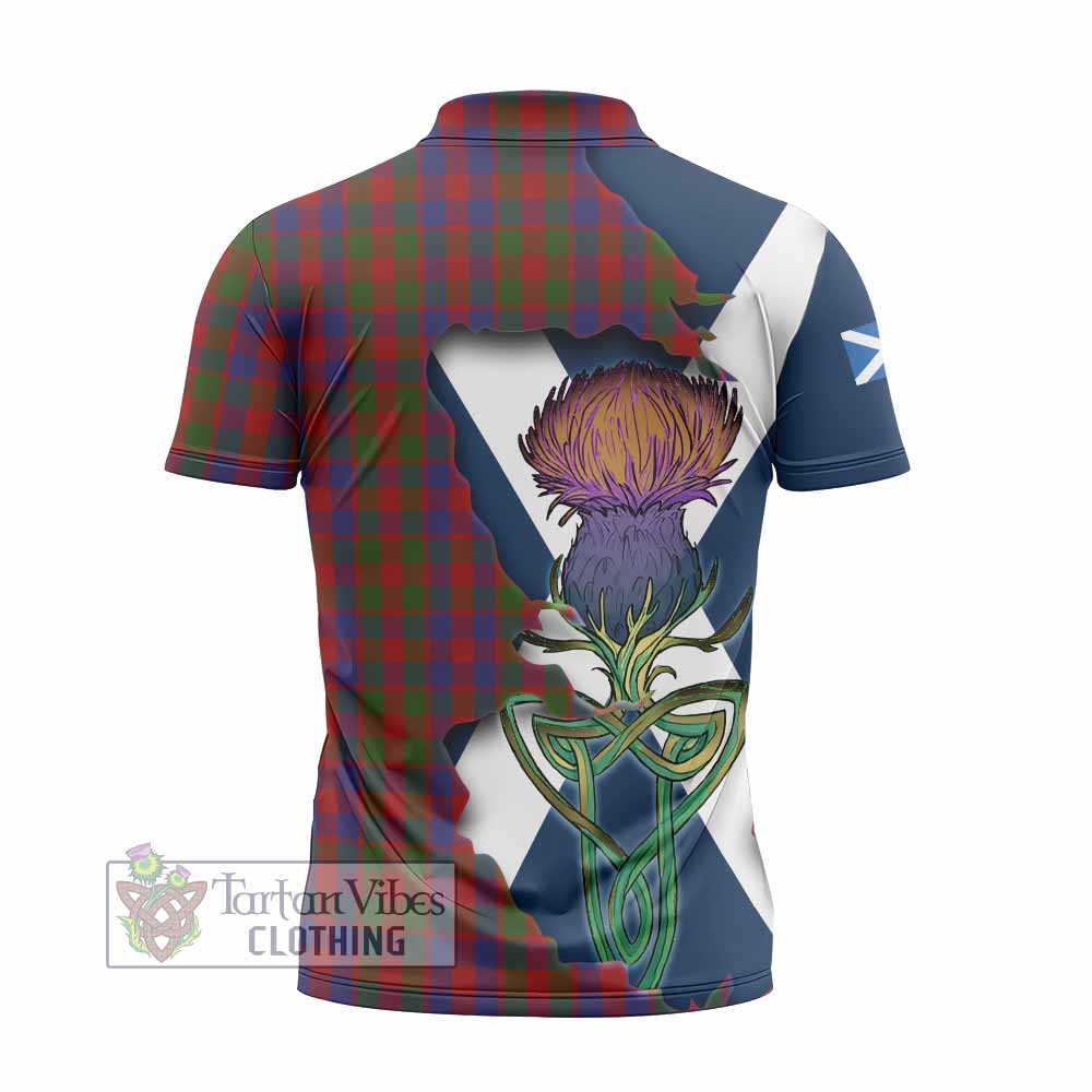 Gow Tartan Family Crest Zipper Polo Shirt Scottish Thistle Celtic Inspired - Tartan Vibes Clothing