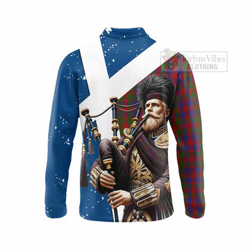 Gow Tartan Long Sleeve Polo Shirt with Family Crest Scottish Bagpiper Vibes - Tartan Vibes Clothing