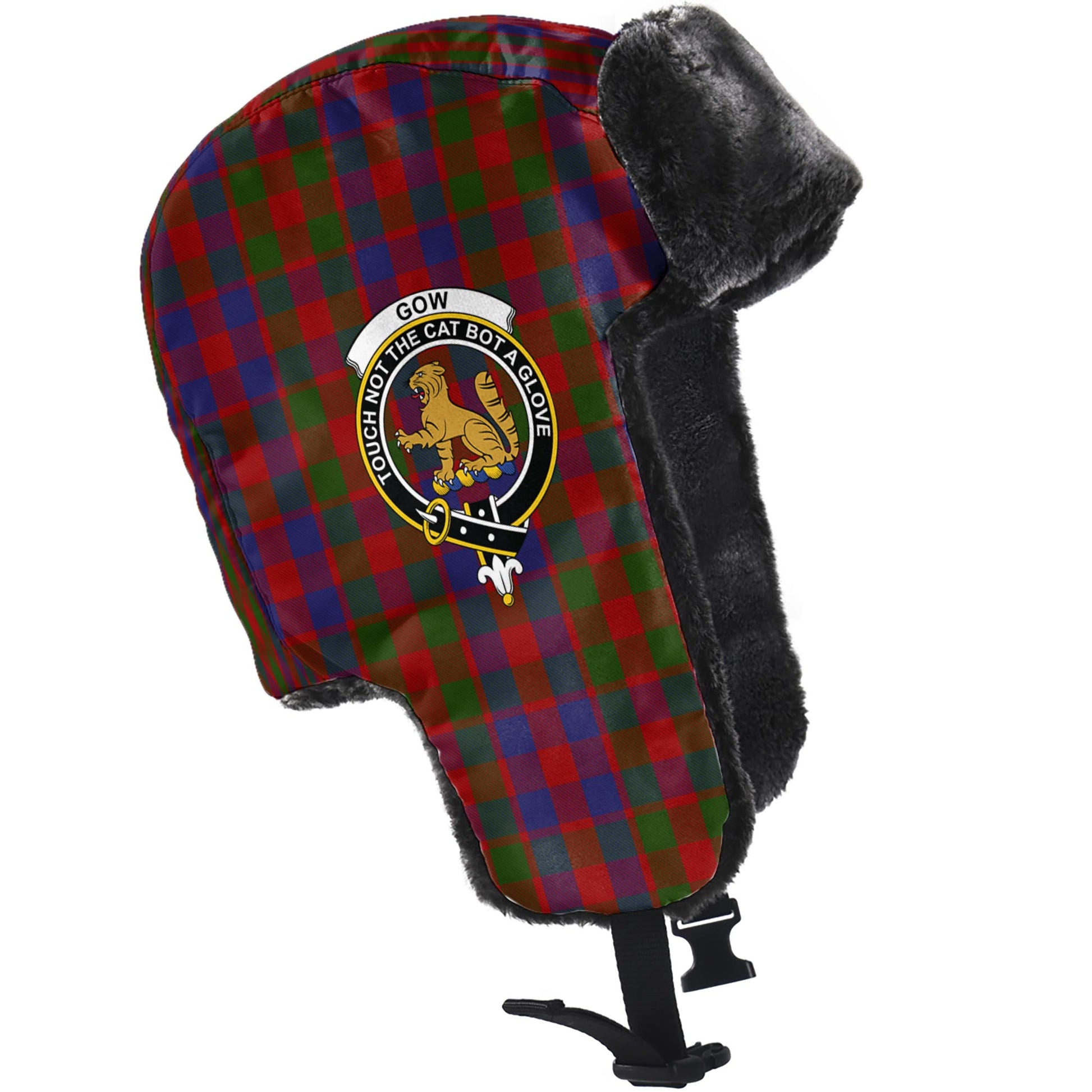 Gow Tartan Winter Trapper Hat with Family Crest - Tartan Vibes Clothing