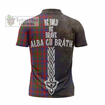Gow Tartan Family Crest Zipper Polo Shirt Alba Gu Brath Be Brave Lion Ancient Style - Tartan Vibes Clothing