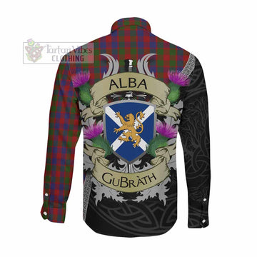 Gow Tartan Family Crest Long Sleeve Button Shirt Lion Rampant Royal Thistle Shield Celtic Inspired Men's Shirt - Tartan Vibes Clothing
