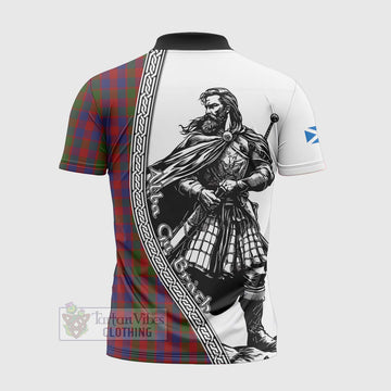 Gow Tartan Clan Crest Zipper Polo Shirt with Highlander Warrior Celtic Style - Tartan Vibes Clothing