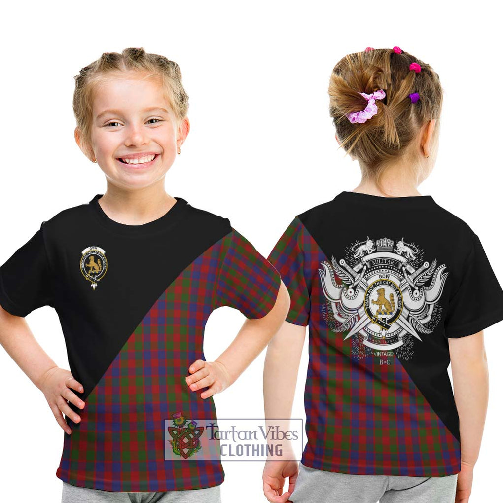 Gow Tartan Kid T-Shirt with Family Crest and Military Logo Style - Tartan Vibes Clothing