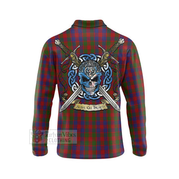 Gow Tartan Long Sleeve Polo Shirt with Family Crest Celtic Skull Style - Tartan Vibes Clothing