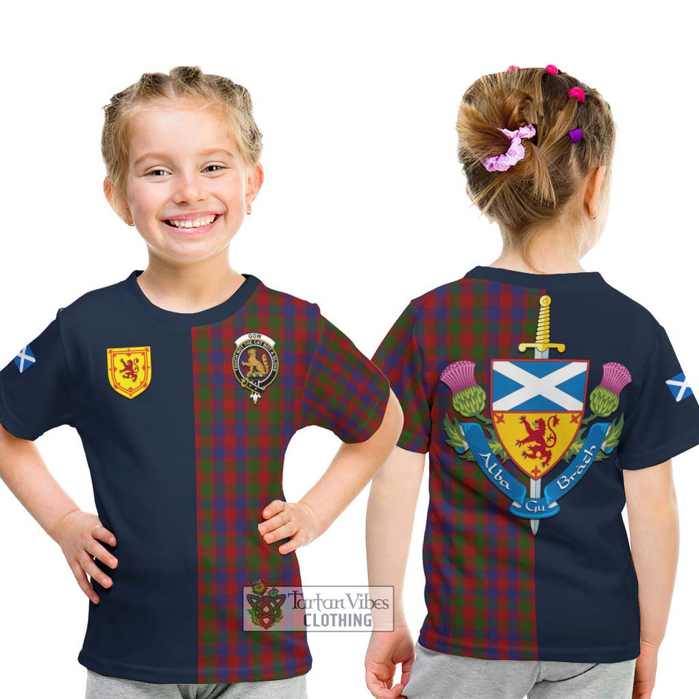 Gow Tartan Kid T-Shirt Alba with Scottish Lion Royal Arm Half Style - Tartan Vibes Clothing