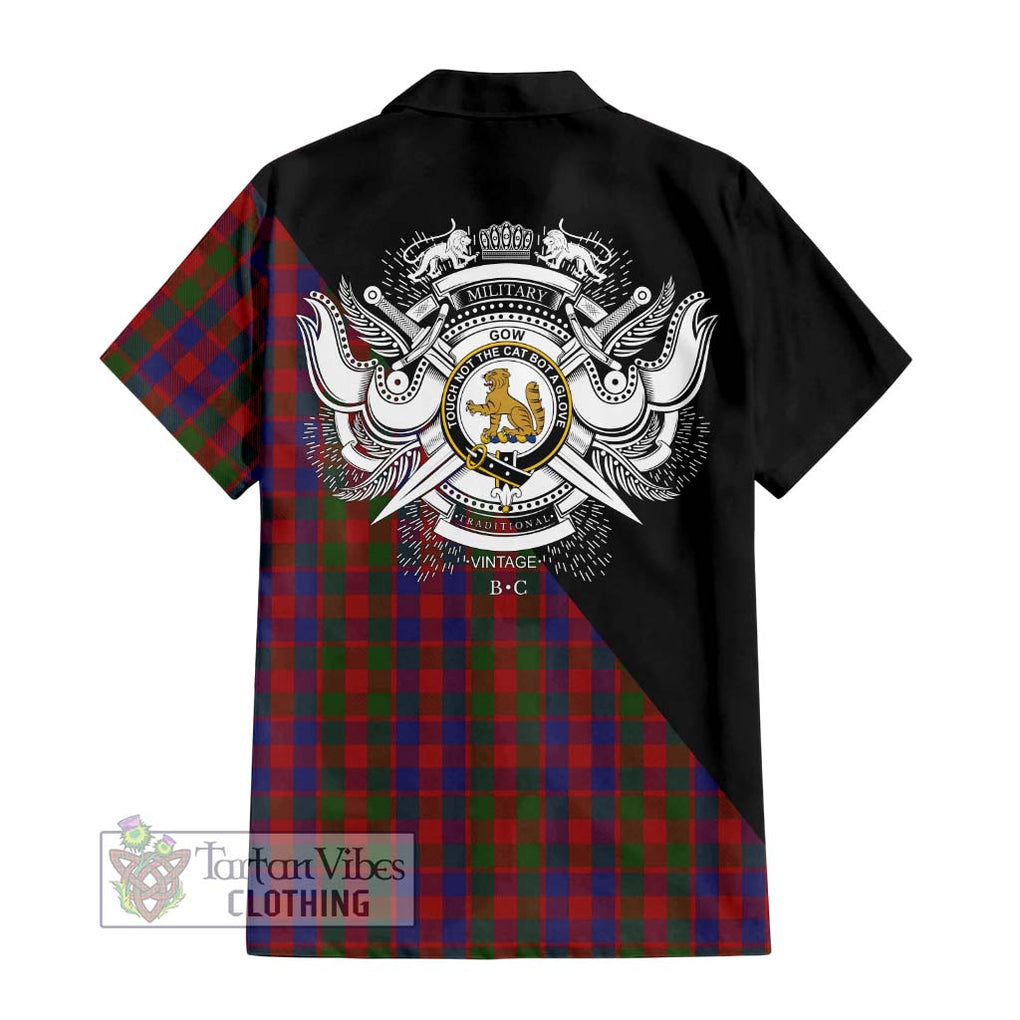 Gow Tartan Hawaiian Shirt with Family Crest and Military Logo Style - Tartan Vibes Clothing