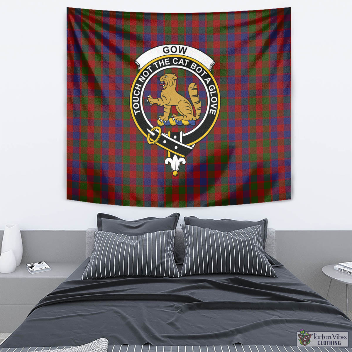 Gow Tartan Tapestry Wall Hanging and Home Decor for Room with Family Crest - Tartan Vibes Clothing