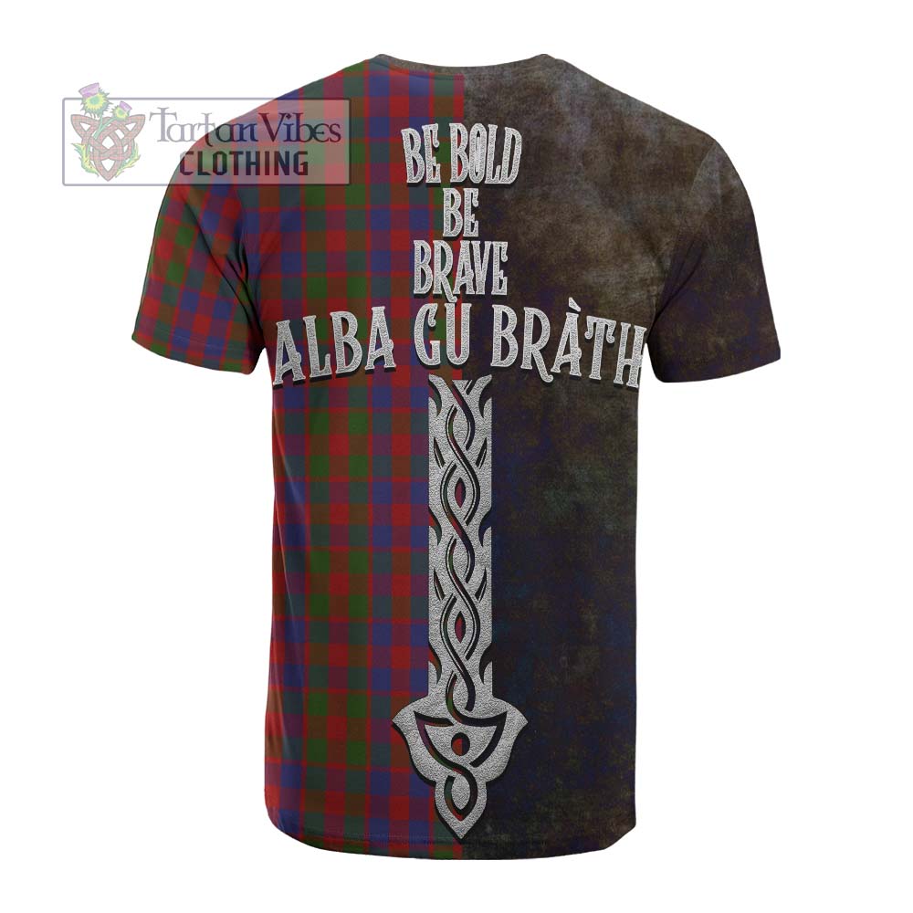 Tartan Vibes Clothing Gow Tartan Family Crest Cotton T-shirt Alba Gu Brath Be Brave Lion Ancient Style