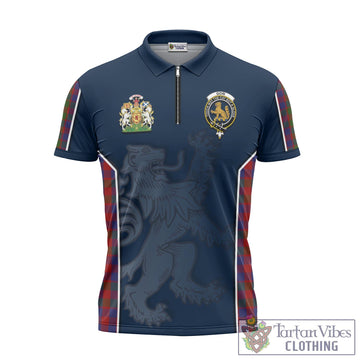 Gow Tartan Zipper Polo Shirt with Family Crest and Lion Rampant Vibes Sport Style