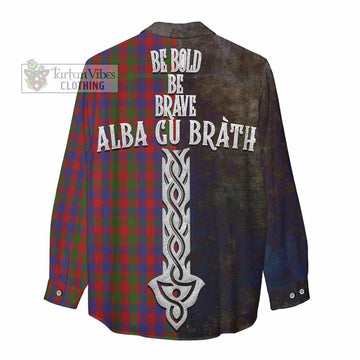 Gow Tartan Family Crest Women's Casual Shirt Alba Gu Brath Be Brave Lion Ancient Style - Tartan Vibes Clothing