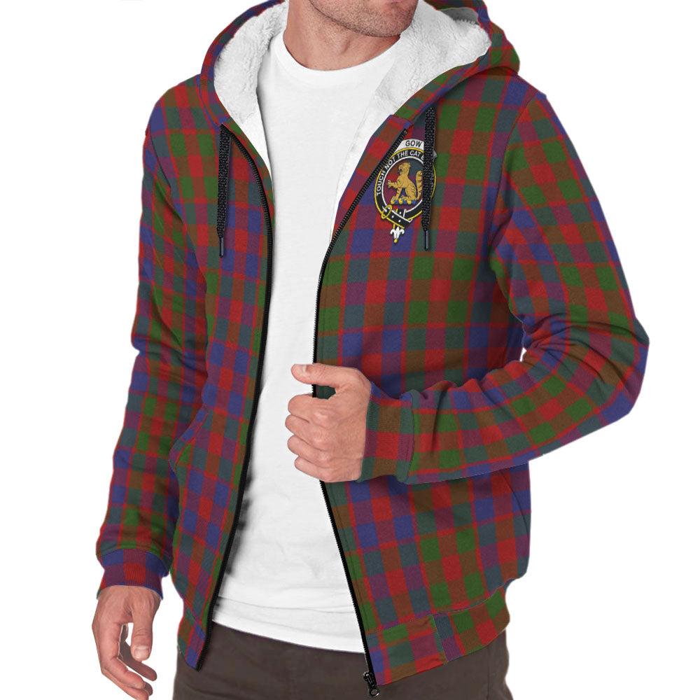 Gow Tartan Sherpa Hoodie with Family Crest - Tartan Vibes Clothing