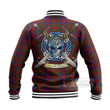 Gow Tartan Baseball Jacket with Family Crest Celtic Skull Style - Tartan Vibes Clothing