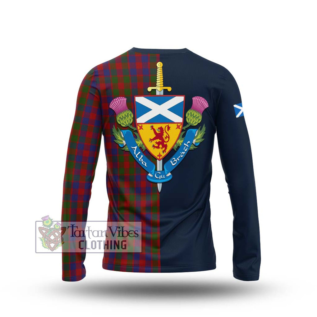 Gow Tartan Long Sleeve T-Shirt Alba with Scottish Lion Royal Arm Half Style - Tartan Vibes Clothing