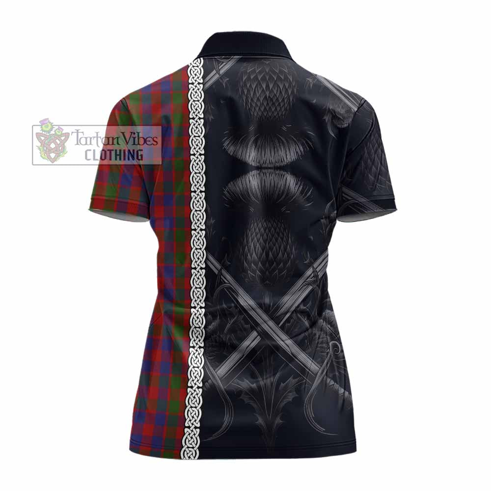 Gow Tartan Women's Polo Shirt with Family Crest Cross Sword Thistle Celtic Vibes - Tartan Vibes Clothing