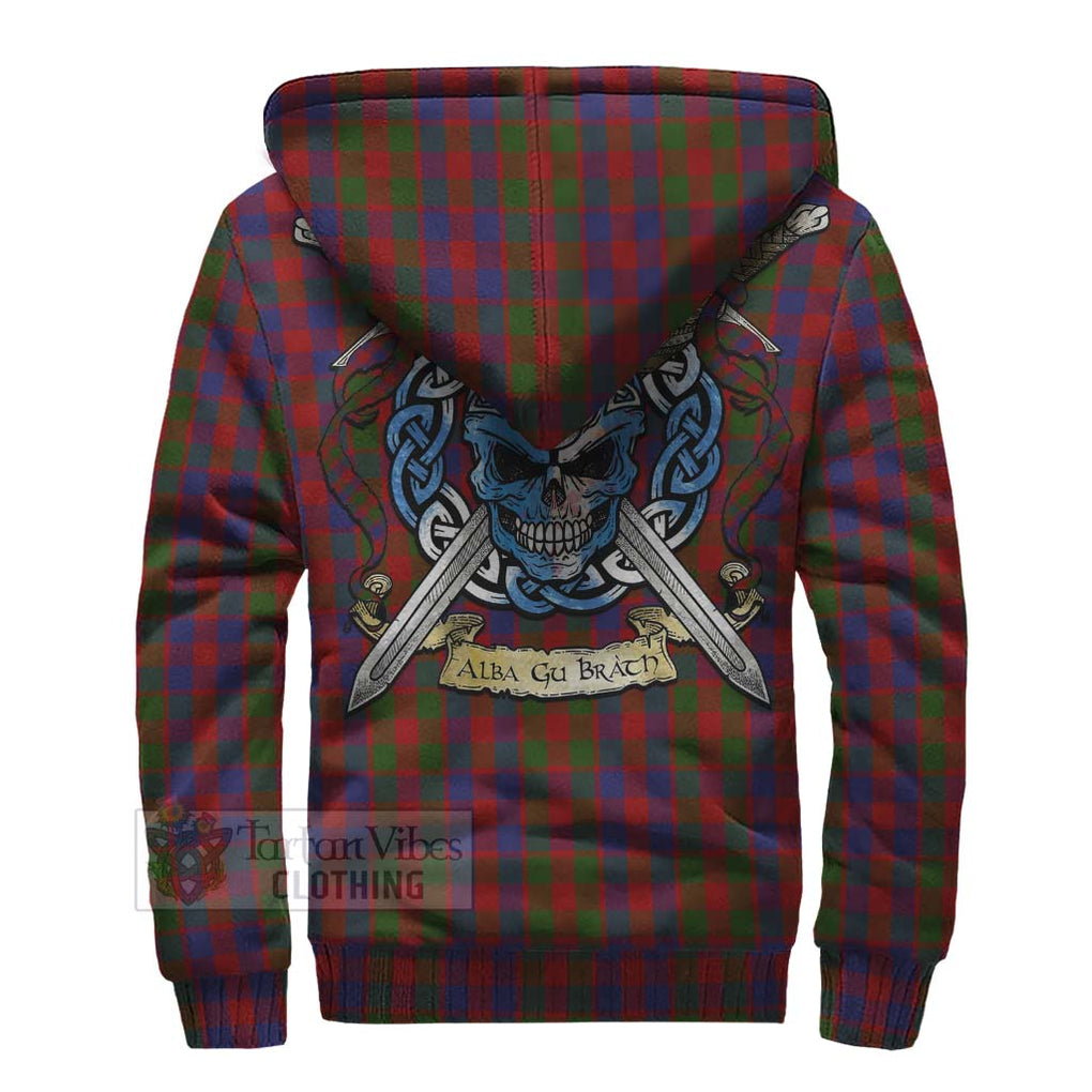 Gow Tartan Sherpa Hoodie with Family Crest Celtic Skull Style - Tartan Vibes Clothing