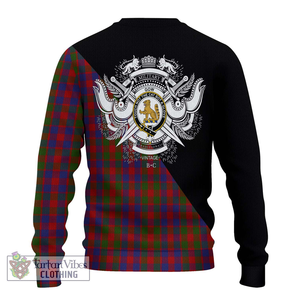 Gow Tartan Ugly Sweater with Family Crest and Military Logo Style - Tartan Vibes Clothing