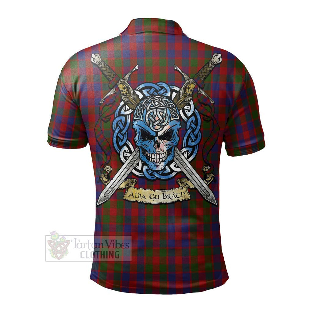 Gow Tartan Polo Shirt with Family Crest Celtic Skull Style - Tartan Vibes Clothing